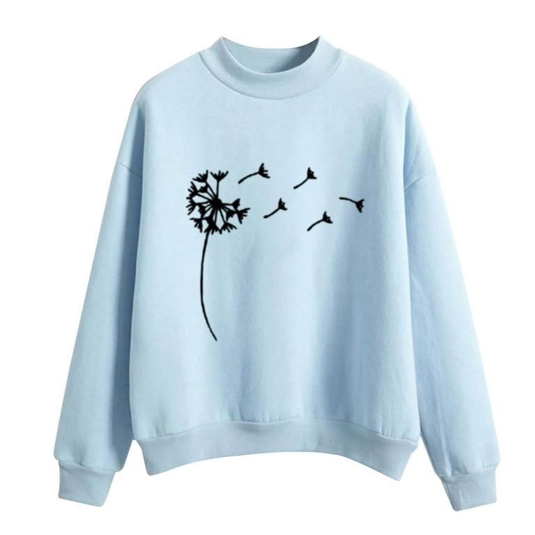 Womens Cute Sweatshirts for Teen Girls Long Sleeve Crewneck Lightweight  Pullover Tops Casual Fashion Shirts Clothes
