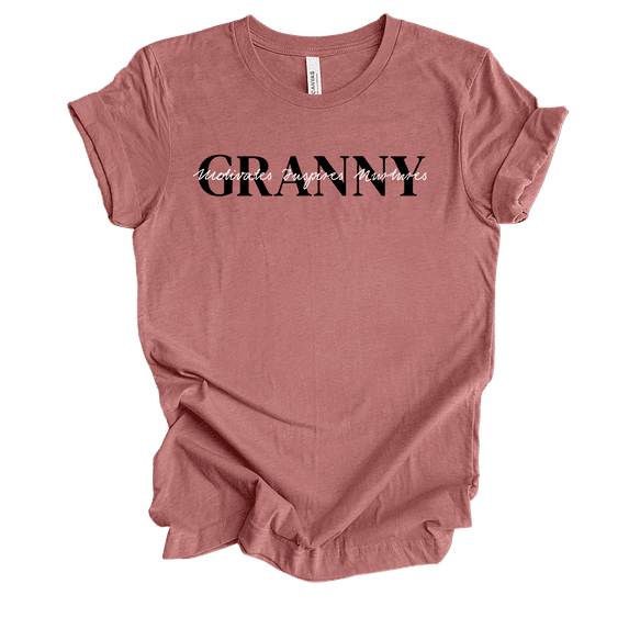 Womens Cute Sweet Mother's Day Motivates Inspires Nurtures Ladies Heather Mauve Short Sleeve T-Shirt-Granny-3X-Large