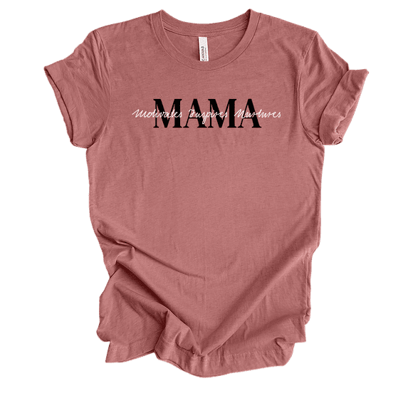 Womens Cute Sweet Mother's Day Motivates Inspires Nurtures Ladies Heather Mauve Short Sleeve T-Shirt-Mama-Small
