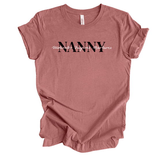 Womens Cute Sweet Mother's Day Motivates Inspires Nurtures Ladies Heather Mauve Short Sleeve T-Shirt-Nanny-4X-Large