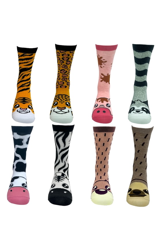 Womens Cute Toe Animals Socks Bundle 8 Pack Socks With Funny Graphics for Ladies