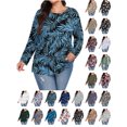thumbnail image 1 of Womens Cute Tops Women Plus Size Round Neck Long Sleeves Loose Fashion Tops Black L, 1 of 6
