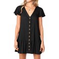 thumbnail image 1 of Womens Cute V Neck Short Sleeve Loose Fit Ruffle Mini Dress, 1 of 3