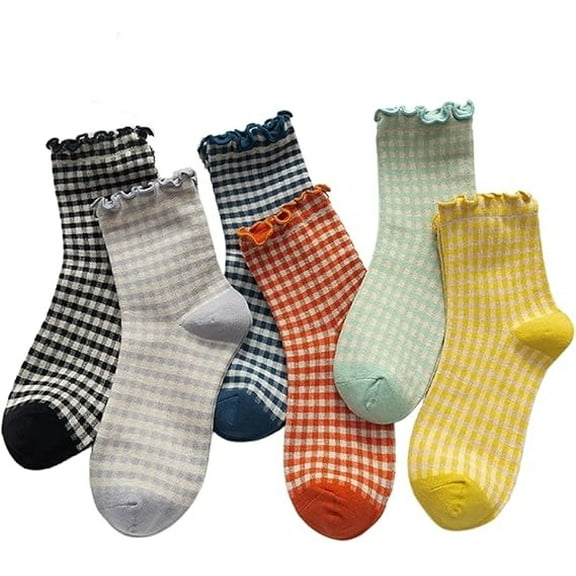 Womens Cute check  Socks Casual Athletic Aesthetic Socks Neutral Cotton Socks for and Girls Cute Cotton Sock