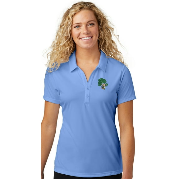 Womens Cute irish Mouse Patch Polo Shirt, XL Carolina Blue