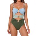 thumbnail image 1 of Womens Cutout Monokini One Piece Swimsuit Gold Decor Adjustable Strap Sexy Bathing Suit for Beach Pool Vacation, 1 of 7