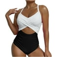 thumbnail image 1 of Womens Cutout Swimsuits Trendy Front Criss Cross Halter Bathing Suit 2024 Summer Holiday One Piece Swimsuit Beachwear, 1 of 6