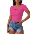 thumbnail image 1 of Womens Cutout Tops Fashion Sexy Short Sleeve Lightweight Slim Fitted Tops Tshirts, 1 of 5