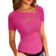 thumbnail image 1 of Womens Cutout Tops Fashion Sexy Short Sleeve Lightweight Slim Fitted Tops Tshirts, 1 of 6