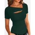 thumbnail image 1 of Womens Cutout Tops Fashion Sexy Short Sleeve Lightweight Slim Fitted Tops Tshirts, 1 of 7