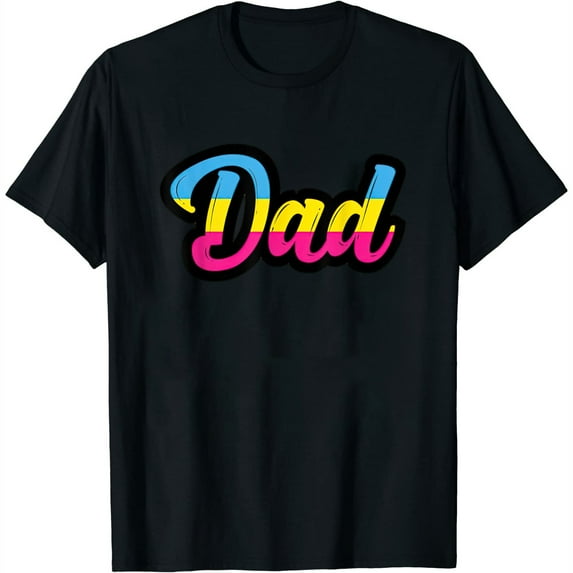 Womens Dad Pansexual Gay Pride Flag Lgbt Graphic T-Shirt Black Small