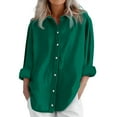 thumbnail image 1 of Womens Daily Casual Linen Shirts Long Sleeve Shirts Tops Casual Blouses Loose Fit Shirt Mint Green Women Blending Shirts Women Shirts(XXXXXL), 1 of 6