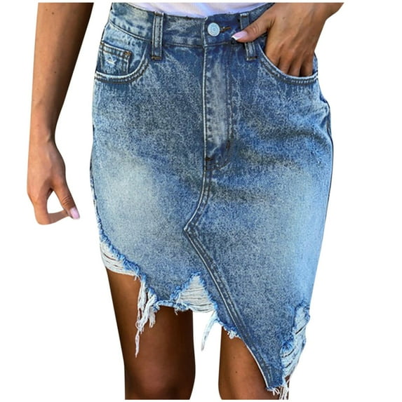 Womens Daily Casual Ripped Denim Skirt - Classic Blue, Button Pockets, High Waist, Slightly Stretchy, for Summer æé
Shirts