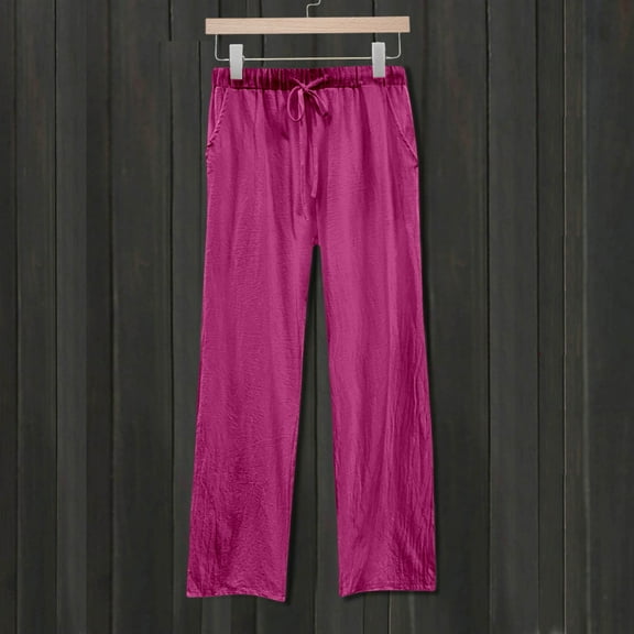 Womens Daily Elastic Waist Workout Trousers Solid Long Pants Loose Casual Pockets Trousers Casual Work Pants Women Pants Ladies Cargo Sweatpants for Women Casual Pant Suits for Women Pants Women