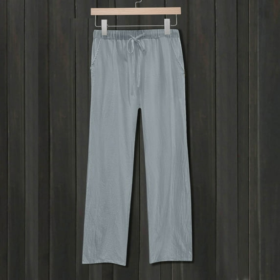 Womens Daily Elastic Waist Workout Trousers Solid Long Pants Loose Casual Pockets Trousers Loose Fitting Pants for Women Dressy Casual Women Cargo Pants with Pockets Beach Comber Pants Track Gear for
