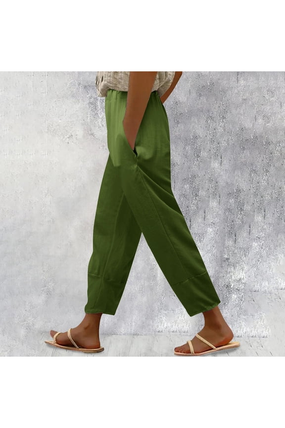 Womens Daily Elastic Waist Workout Trousers Solid Long Pants Loose Casual Trousers plus Size Casual Pants for Women Petite Women's Pants Suits Casual Pants for Women Casual Workout Sweatpants Women