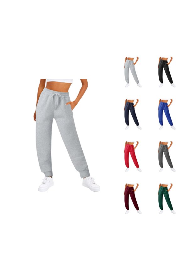 Womens Daily Home Outdoor Elastic Waist Side Pockets Trousers Casual Workout Pants Womens Pants Casual