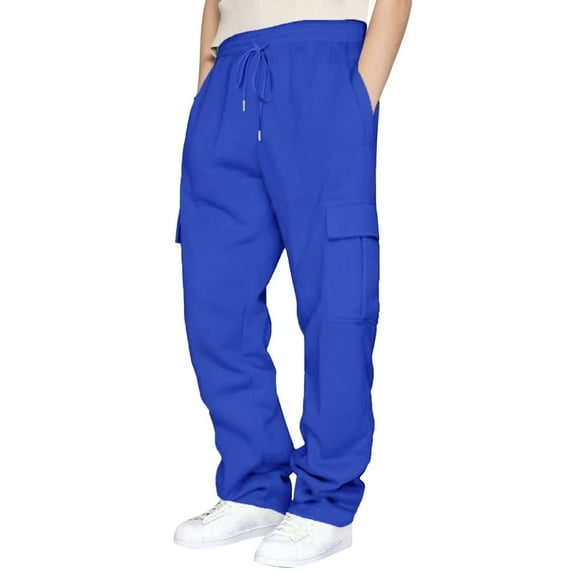 Womens Daily Home Outdoor Elastic Waist Side Pockets Trousers Casual Workout Trousers Cargo Pants