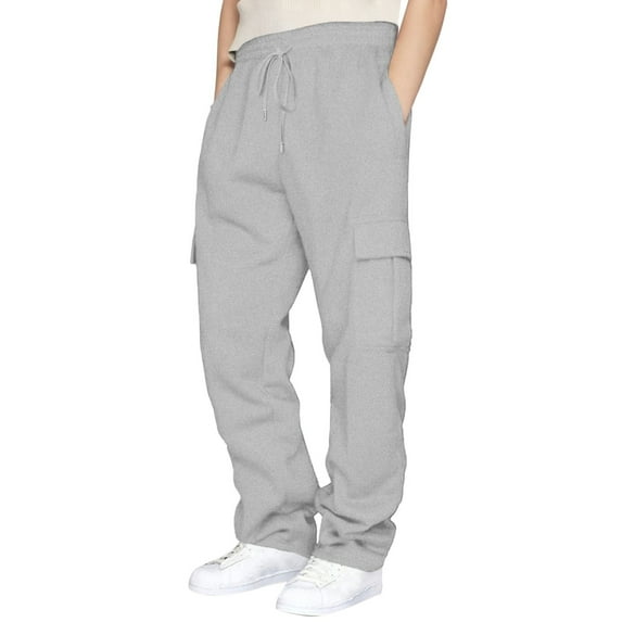 Womens Daily Home Outdoor Elastic Waist Side Pockets Trousers Casual Workout Trousers Cargo Pants