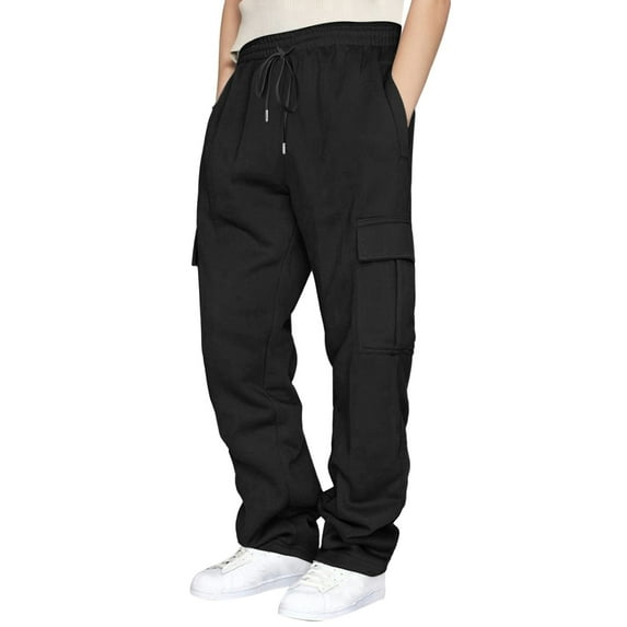 Womens Daily Home Outdoor Elastic Waist Side Pockets Trousers Casual Workout Trousers Cargo Pants