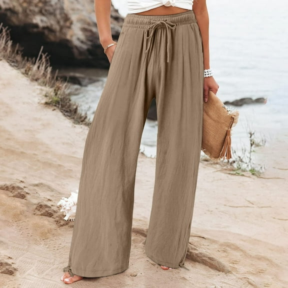 Womens Daily Mid Waist Pockets Elastic Waist Solid Loose Pants Casual Long Trousers Women Casual Pants Suits plus Size Fashions Women Women Sweatpants Wide Leg Cover up Pants Womens Casual Pants 24w