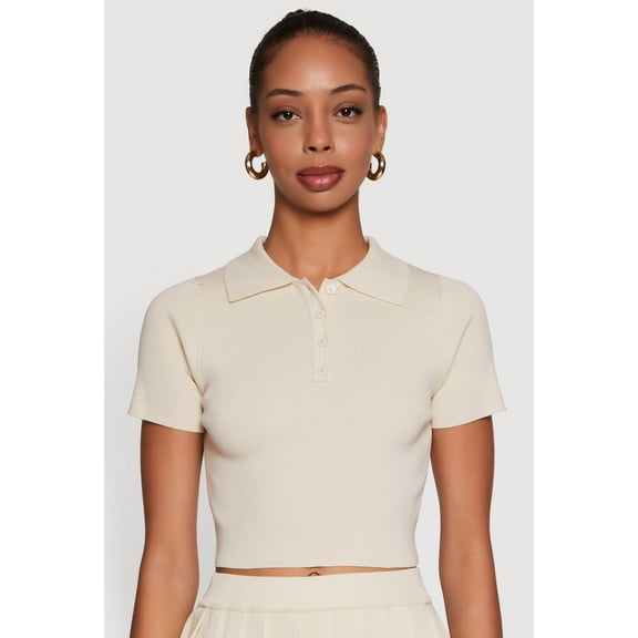 Womens Daisy Classic Fit Short Sleeve Cropped Polo Shirt