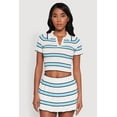thumbnail image 1 of Womens Daisy Classic Fit Striped Cropped Polo Shirt, 1 of 5