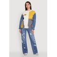 thumbnail image 1 of Womens Daisy Color Blocked Denim Sleeve Sweater, 1 of 5