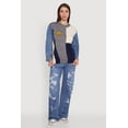 thumbnail image 1 of Womens Daisy Color Blocked Denim Sleeve Sweater, 1 of 5