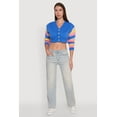 thumbnail image 1 of Womens Daisy Color Blocked Striped Sleeve Cropped Cardigan, 1 of 5