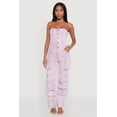 thumbnail image 1 of Womens Daisy Denim Strapless Flare Jumpsuit with Cargo Pockets, 1 of 4