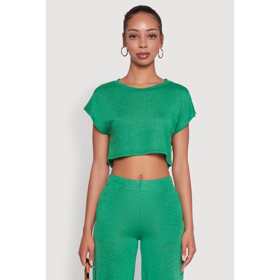 Womens Daisy Dolman Sleeve Cropped Tee