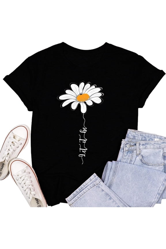Womens Daisy Flower Shirts Wildflower T-Shirt Positive Floral Life Shirt