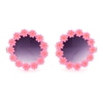 thumbnail image 1 of Womens Daisy Flower Trim Round Circle Lens Hippie Sunglasses Pink Smoke, 1 of 4