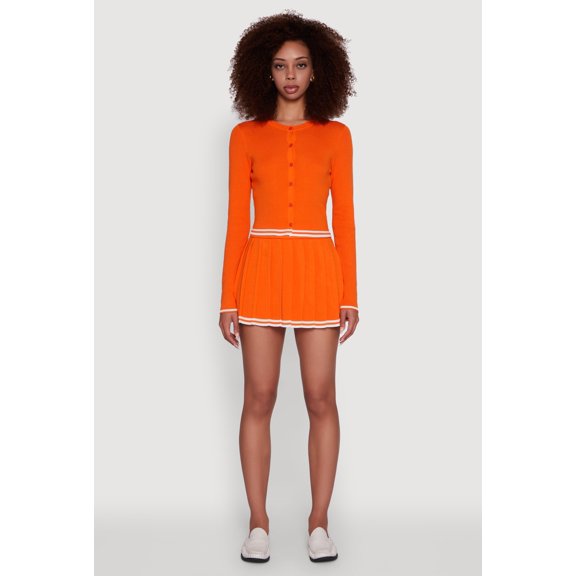 Womens Daisy High Waisted Varsity Stripe Pleated Skirt