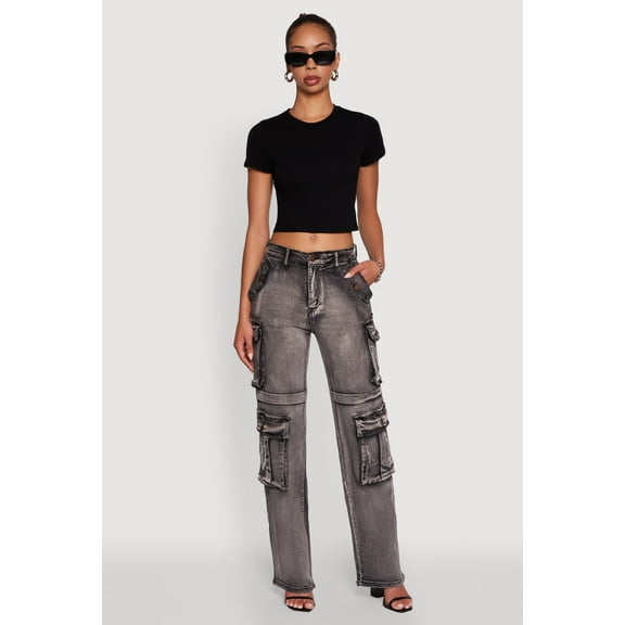 Womens Daisy Mineral Wash Straight Leg Cargo Jeans