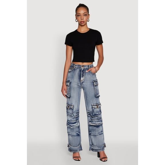 Womens Daisy Mineral Wash Straight Leg Utility Jeans