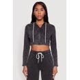 thumbnail image 1 of Womens Daisy Mineral Wash Zip Front Cropped Hoodie, 1 of 5