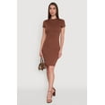 thumbnail image 1 of Womens Daisy Rib Knit Mock Neck T Shirt Dress, 1 of 4