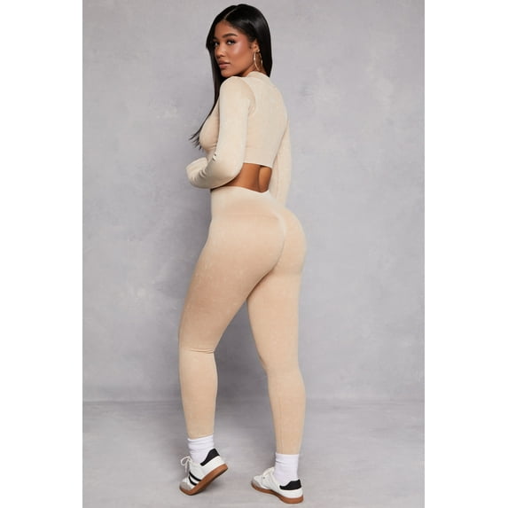 Womens Daisy Ribbed Knit High Waist Leggings