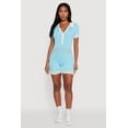 thumbnail image 1 of Womens Daisy Ribbed Knit Varsity Stripe Button Front Romper, 1 of 4