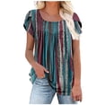 thumbnail image 1 of Womens Daisy T-Shirts Babydoll Pleated Tee Shirts Crew Neck Tops Short Sleeve T Shirts Summer Basic Boho Dressy Cute Tops 2025, 1 of 5