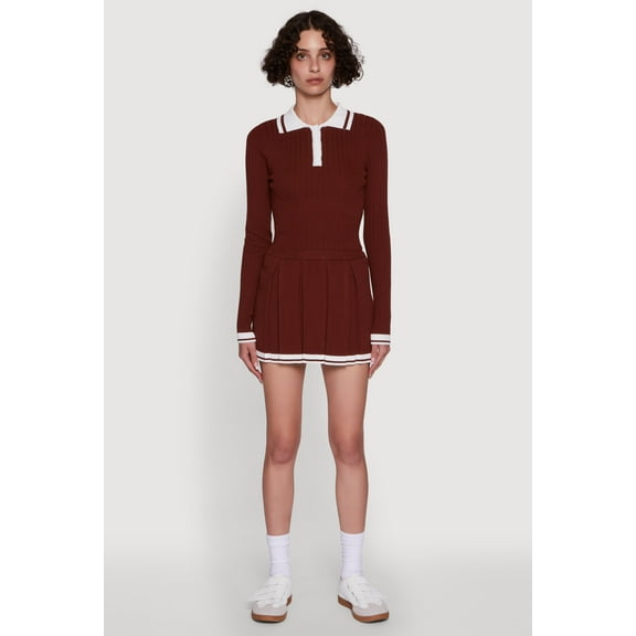 Womens Daisy Varsity Stripe High Waisted Pleated Skirt