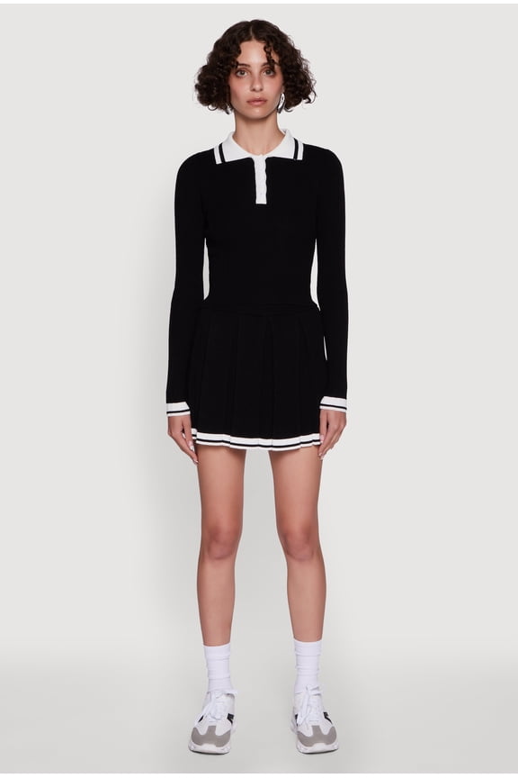 Womens Daisy Varsity Stripe High Waisted Pleated Skirt