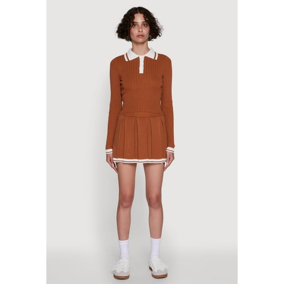 Womens Daisy Varsity Stripe High Waisted Pleated Skirt