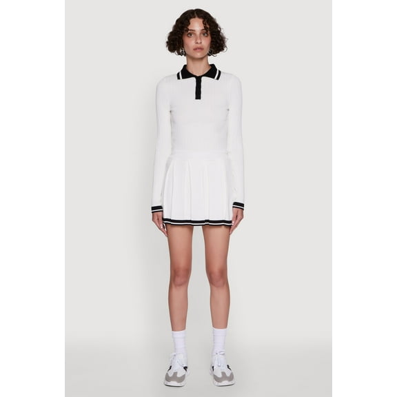 Womens Daisy Varsity Stripe High Waisted Pleated Skirt