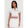 thumbnail image 1 of Womens Daisy Varsity Stripe Trim Cropped Polo Shirt, 1 of 5