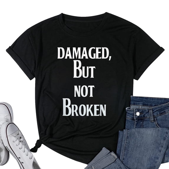 Womens Damaged, But Not Broken T-Shirt Black Medium