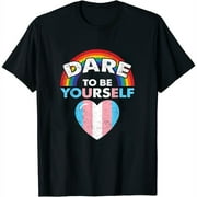 Womens Dare To Be Yourself Transgender Pride Rainbow Lgbt-Q Ally T-Shirt Black Small