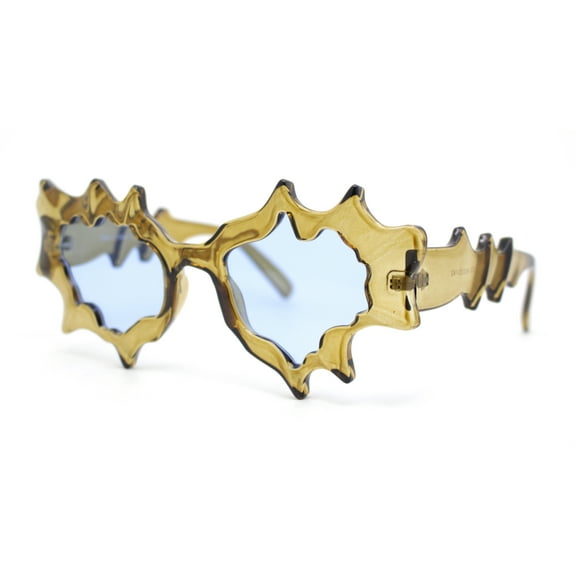 Womens Daring Radical Melting Plastic Cat Eye Runway Fashion Sunglasses Brown - Blue